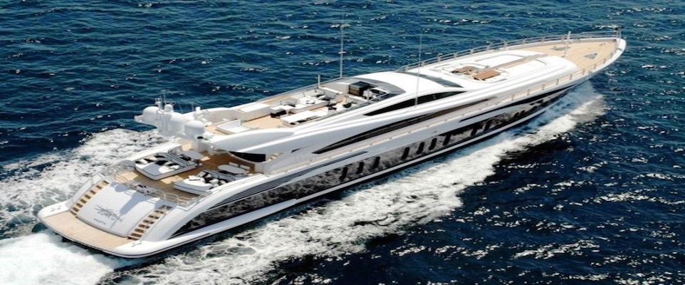 Aerial view of a yacht